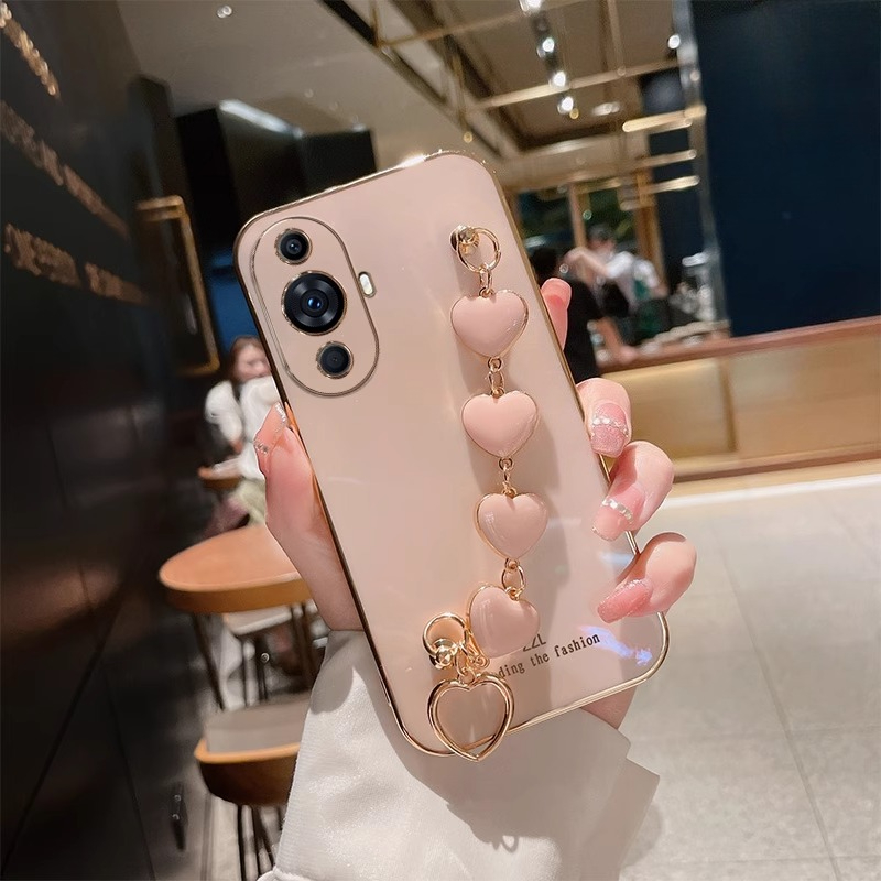 Huawei Nova 12 - Plating Love Heart Bracelet Chain Case